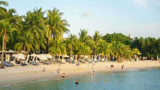 A shot of Siloso Beach on Sentosa Island in Singapore